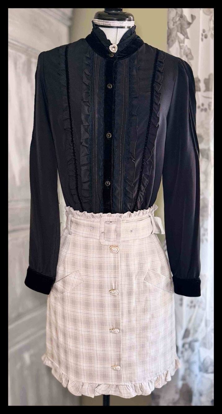 Ank Rouge Bijoux Heart Button Skirt Axes Femme Blouse Himekaji Jirai Kei Gyaru